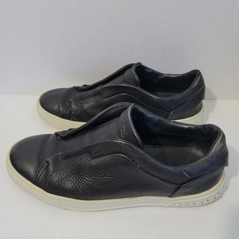 TODS Men Black Leather Slip-On Sneakers 6.5/40 Quite Luxury Designer Minimalist
